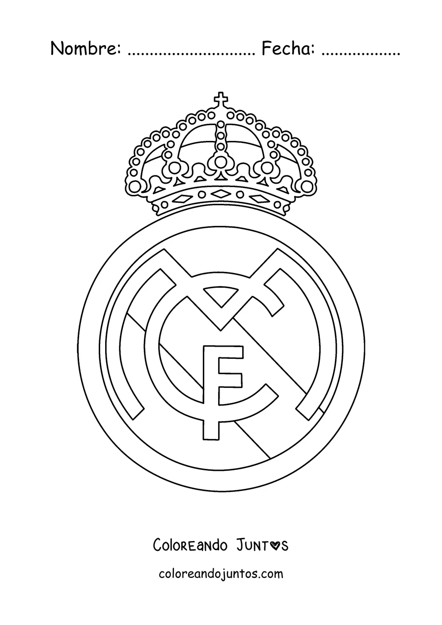 Imagen para colorear del escudo del Real Madrid con su corona