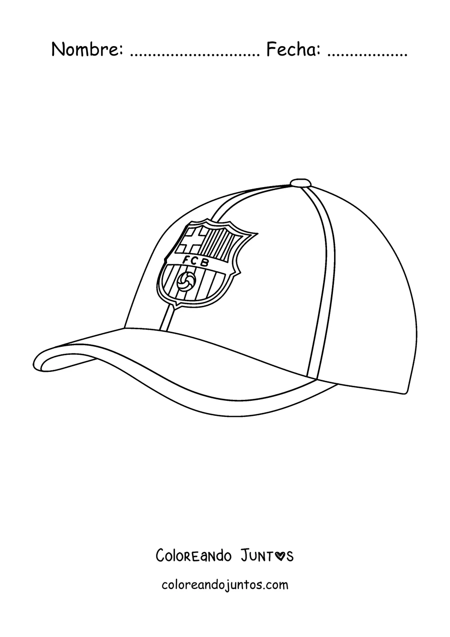 Imagen para colorear de una gorra con el escudo del Barcelona