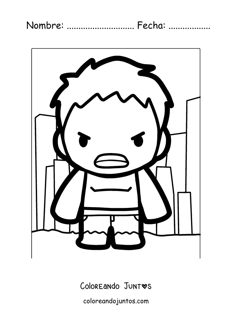 Imagen para colorear de Hulk sencillo para los más chicos