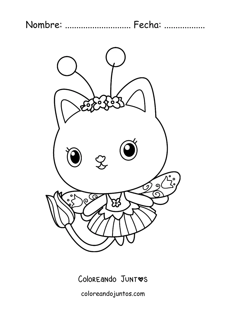 Imagen para colorear de Kitty Fairy, la gata hada