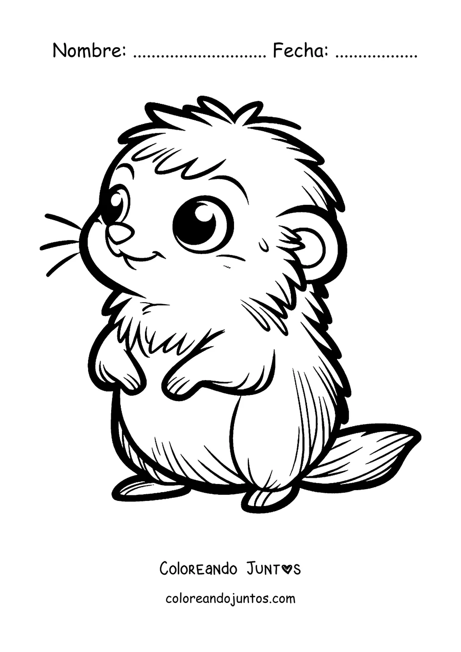 Imagen para colorear de un lemming parado en dos patas