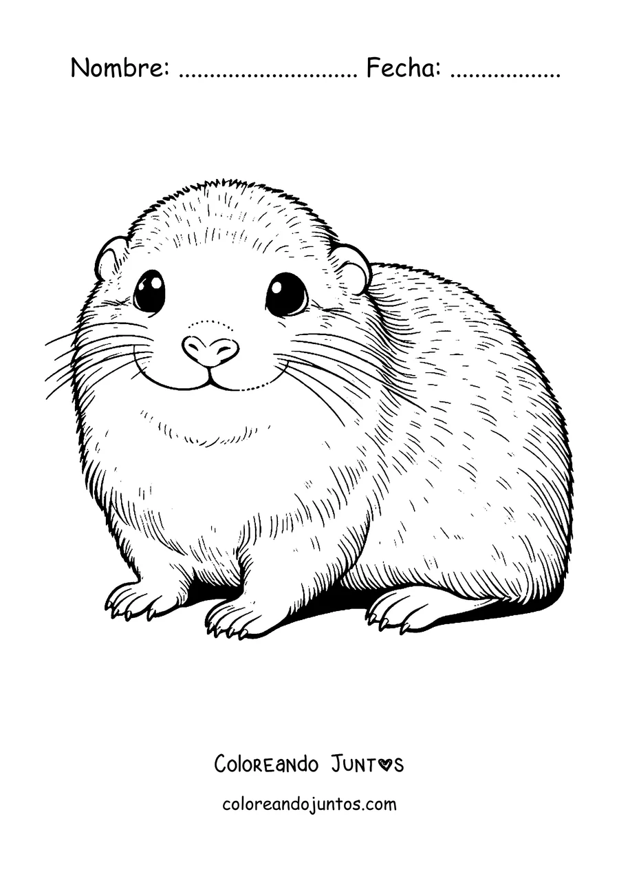 Imagen para colorear de un lemming regordete mirando de frente