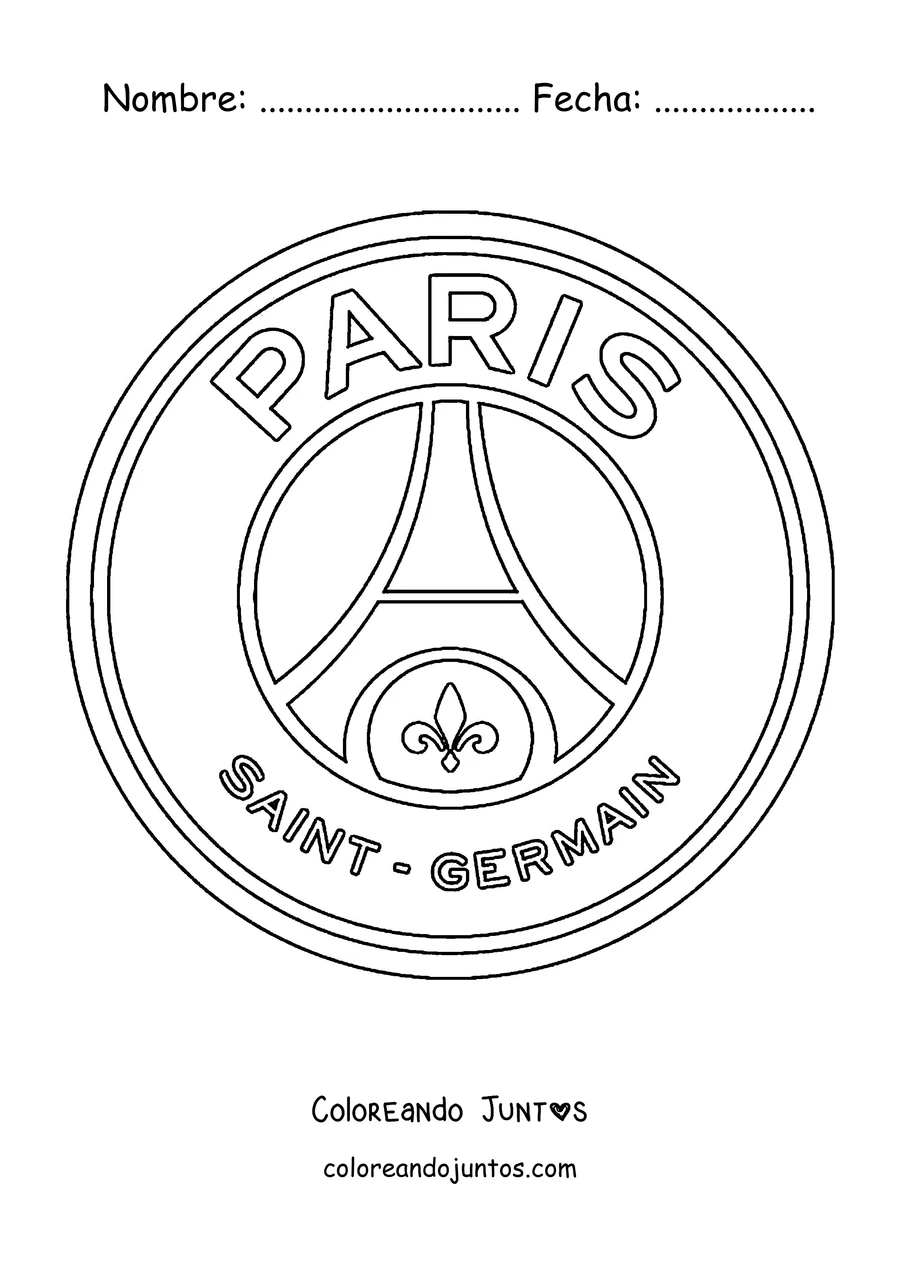 Imagen para colorear del logo redondo del PSG