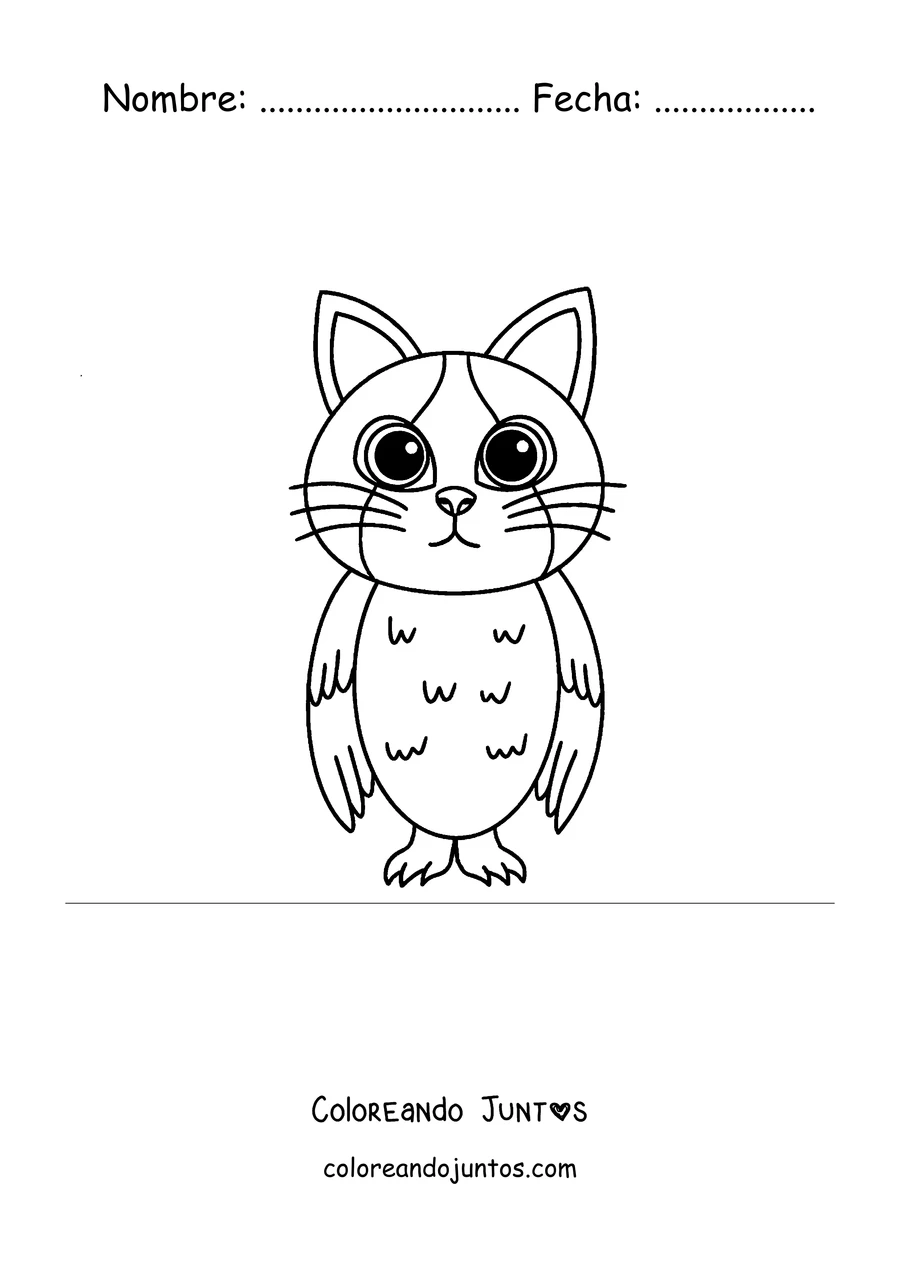Imagen para colorear de un Meowl tierno visto de frente