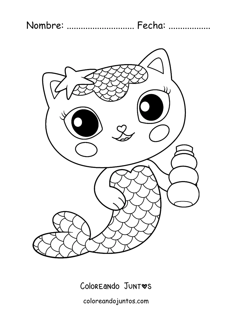 Imagen para colorear de MerCat, la gata sirena