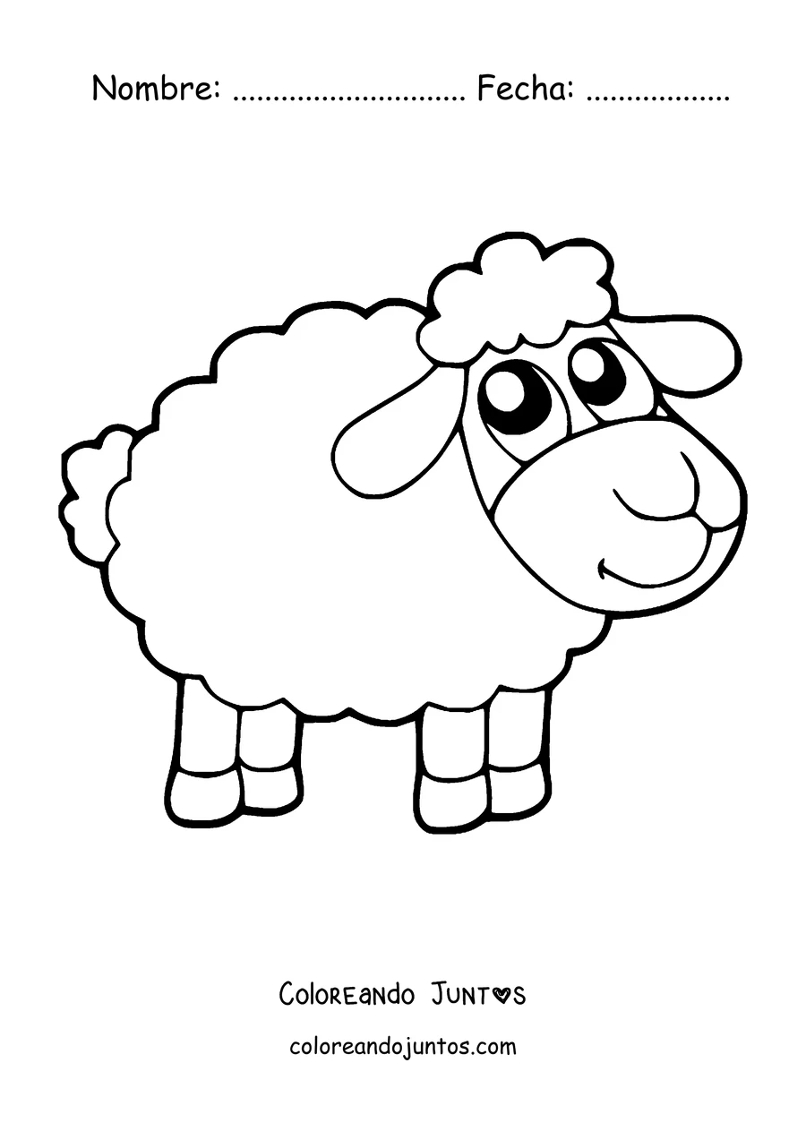 Imagen para colorear de oveja de dibujos animados parada