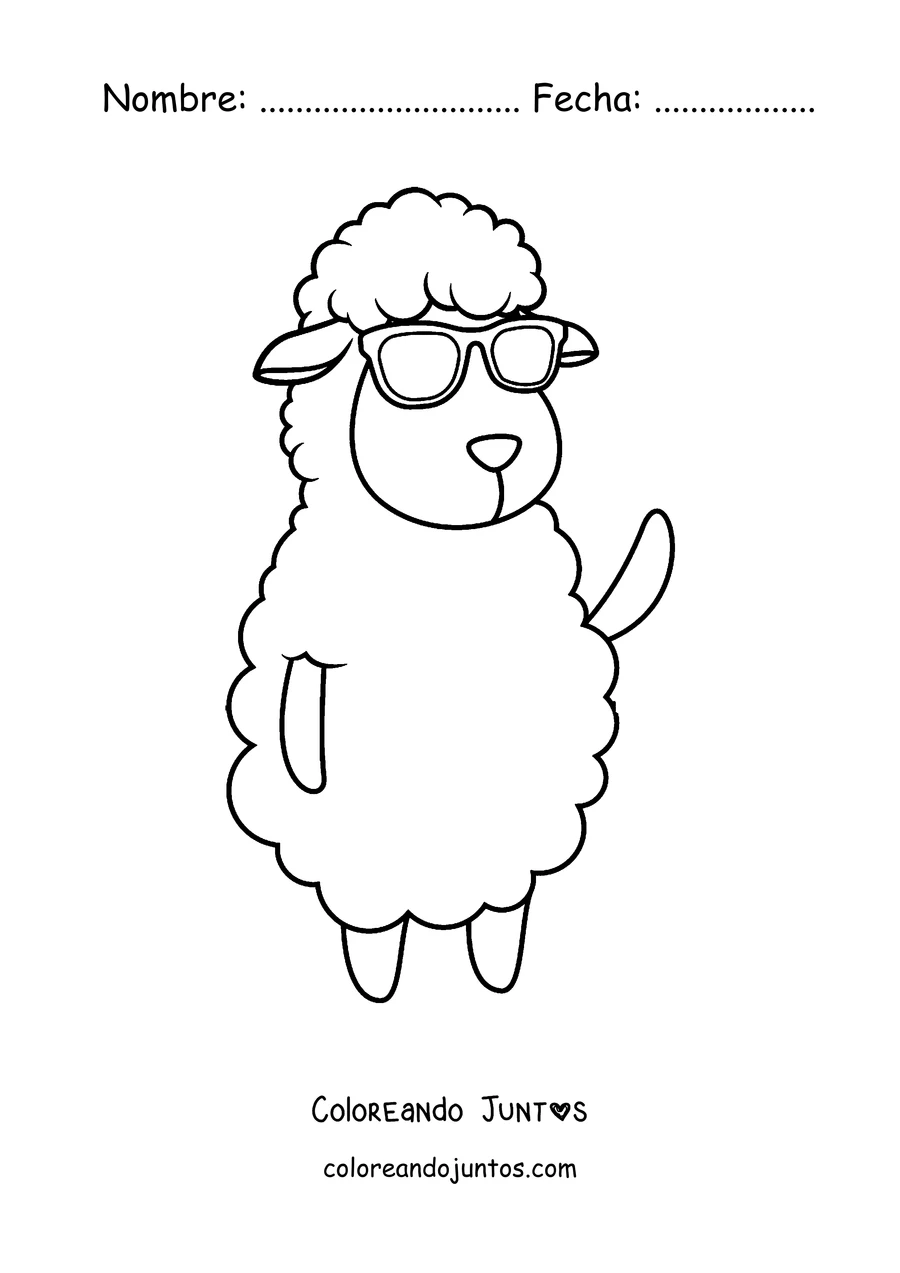 Imagen para colorear de oveja con anteojos