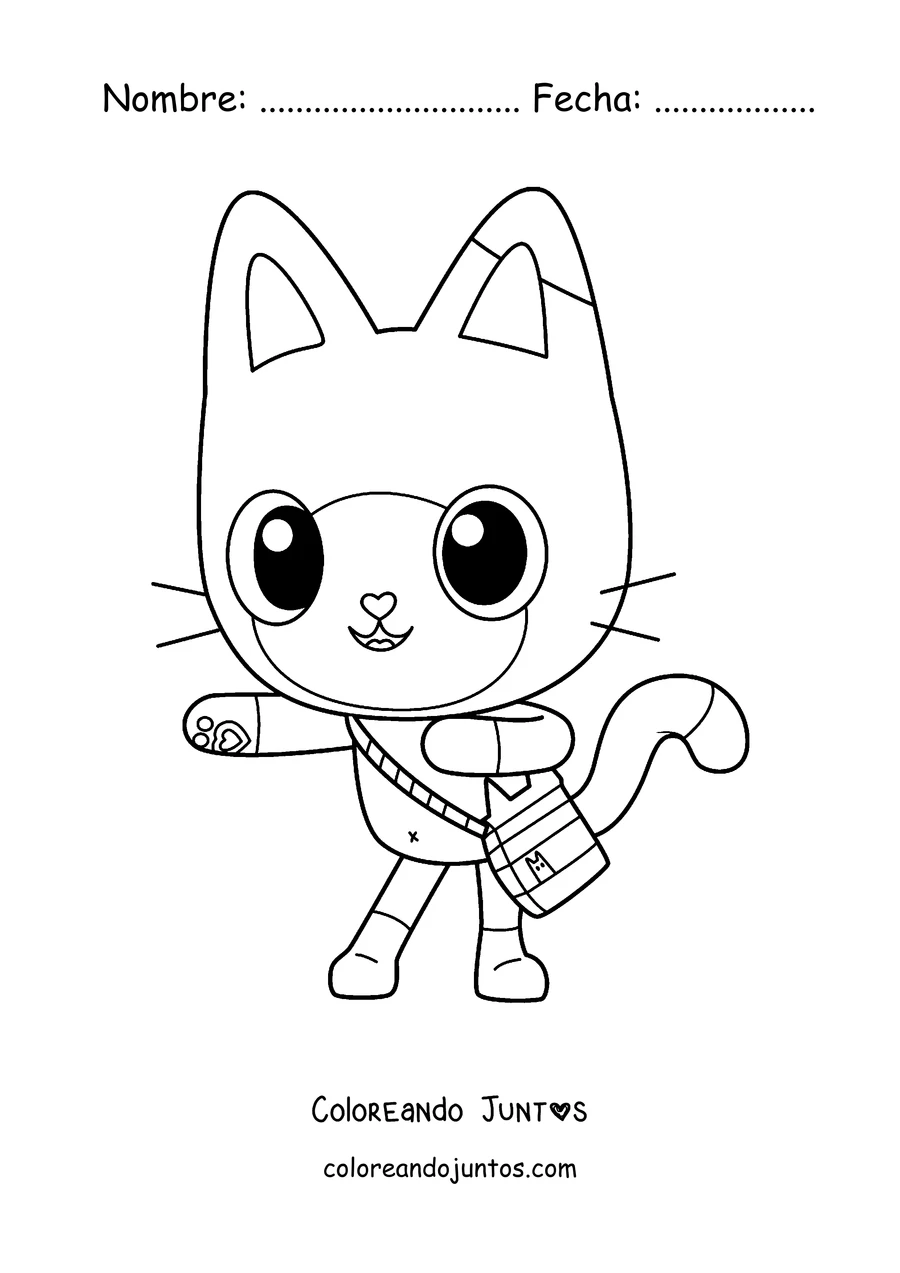 Imagen para colorear de Pandy Paws, el amigo gato panda de Gabby