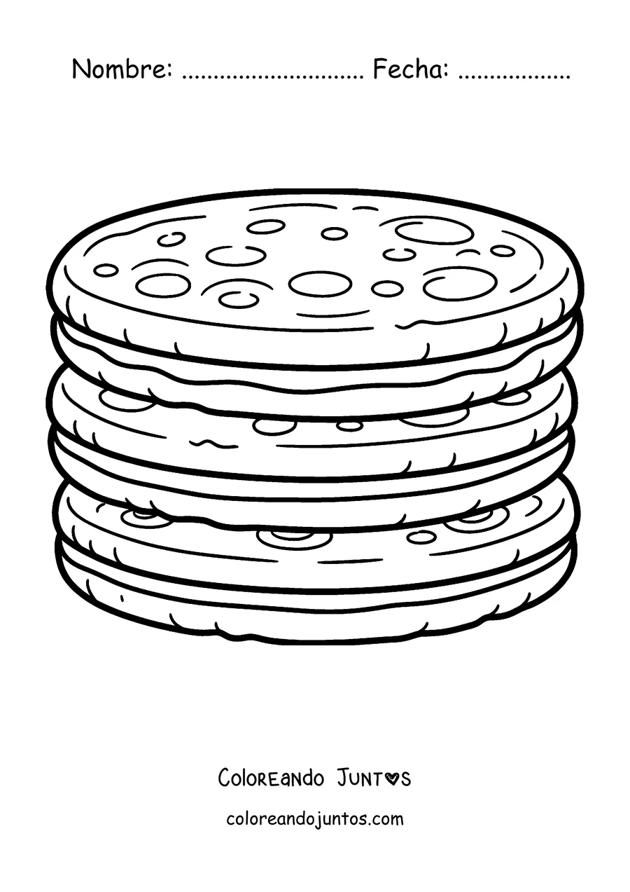 Imagen para colorear de una pila de arepas