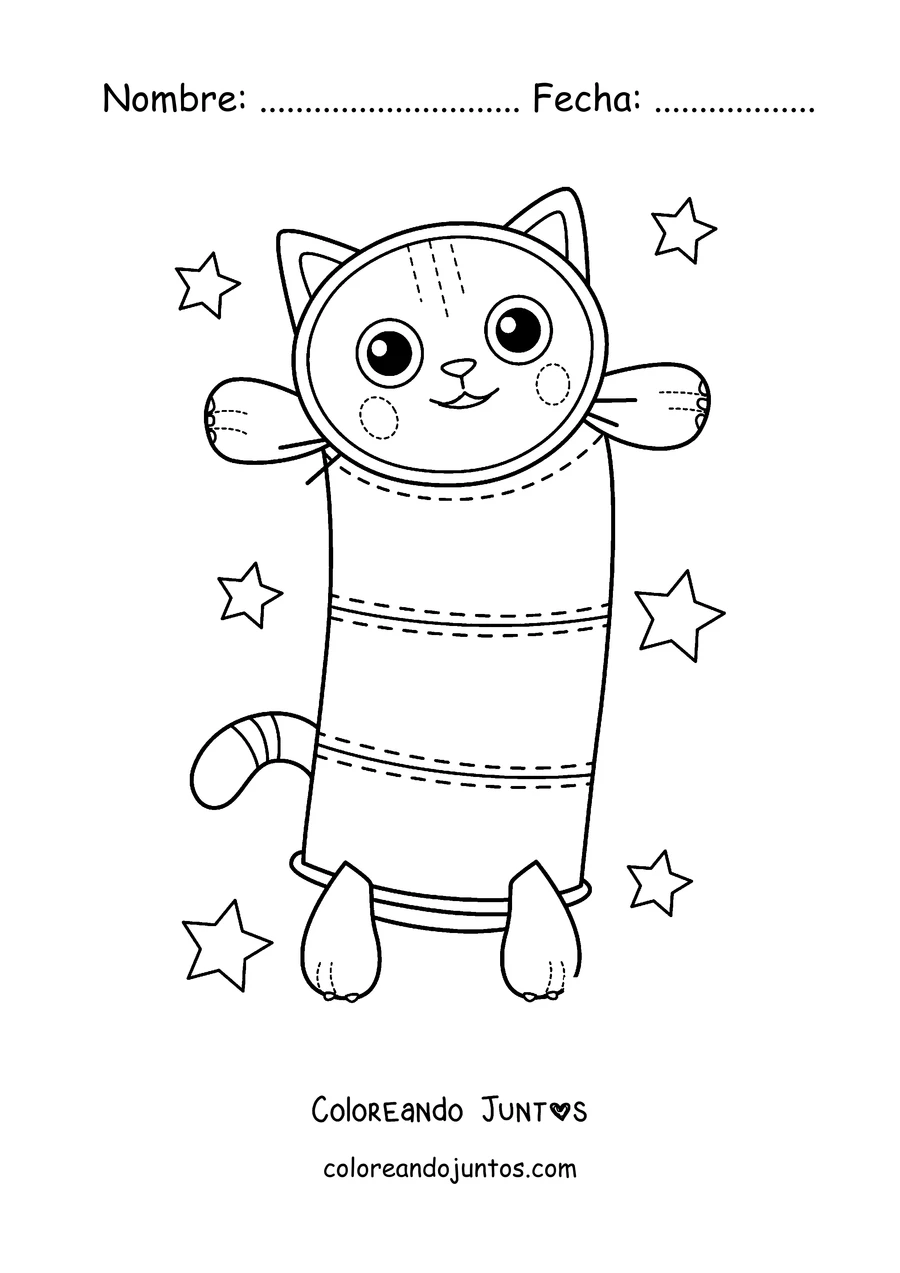 Imagen para colorear de Pillow Cat, el gatito dormilón