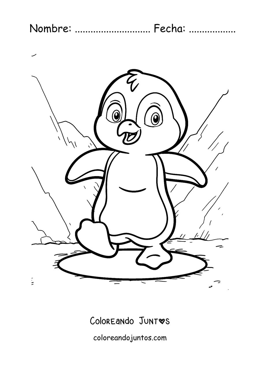 Imagen para colorear de un pingüino caminando