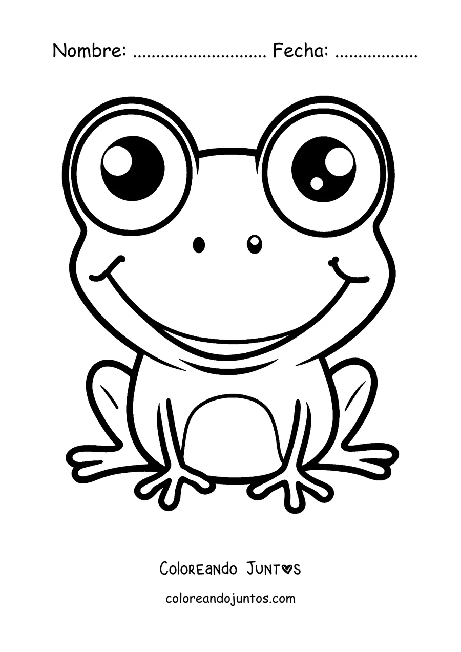 Imagen para colorear de una rana sonriente de ojos grandes