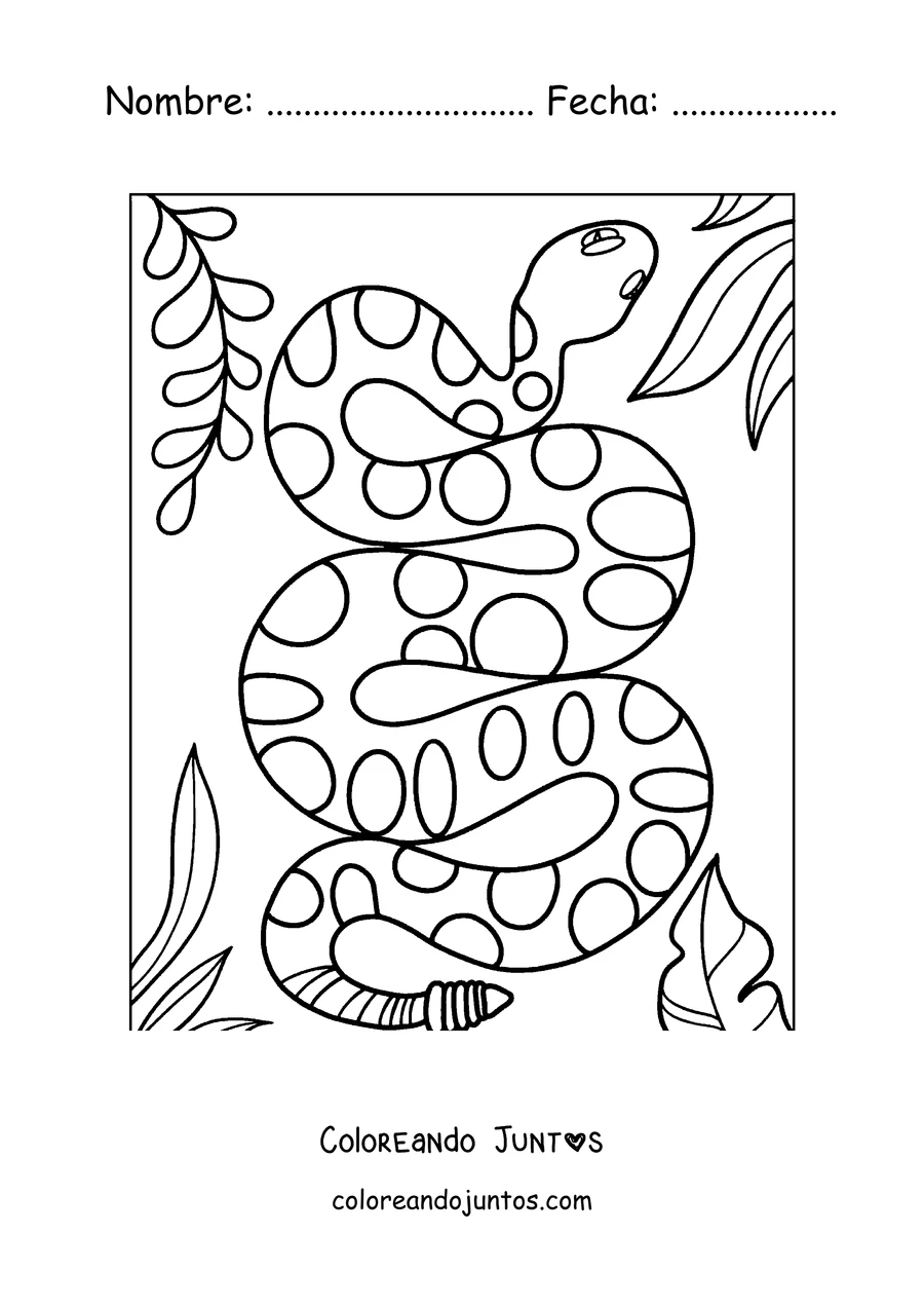 Imagen para colorear de una serpiente de cascabel