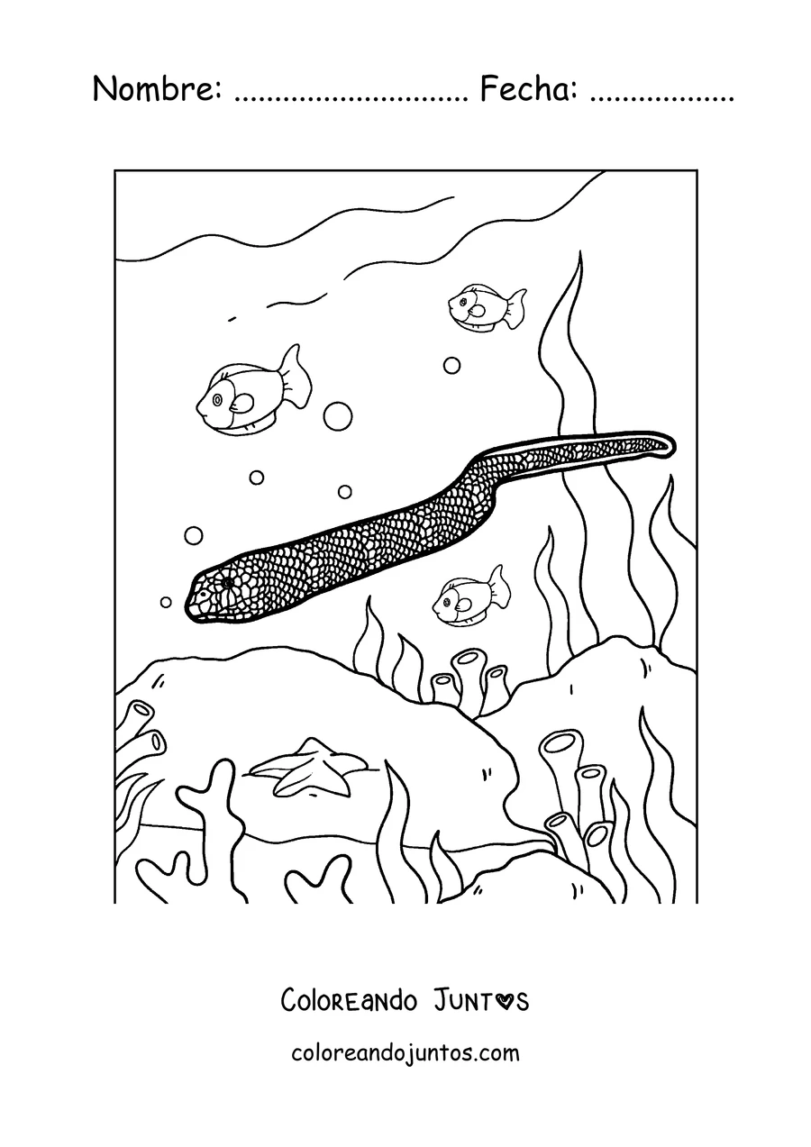 Imagen para colorear de una serpiente marina nadando