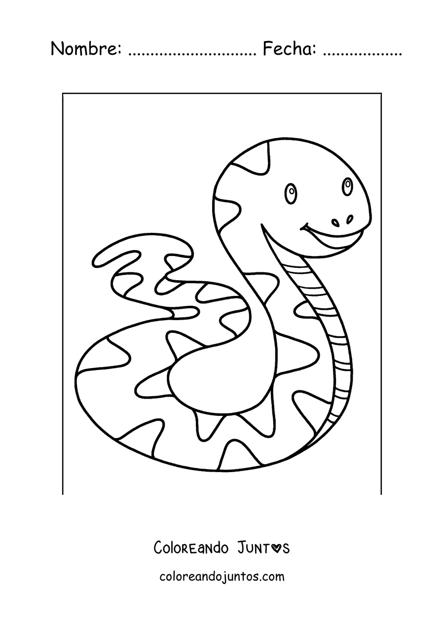 Imagen para colorear de una serpiente sencilla y sonriente