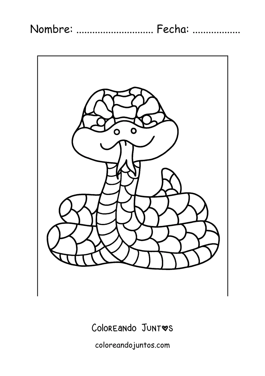 Imagen para colorear de una serpiente sonriente de dibujo animado
