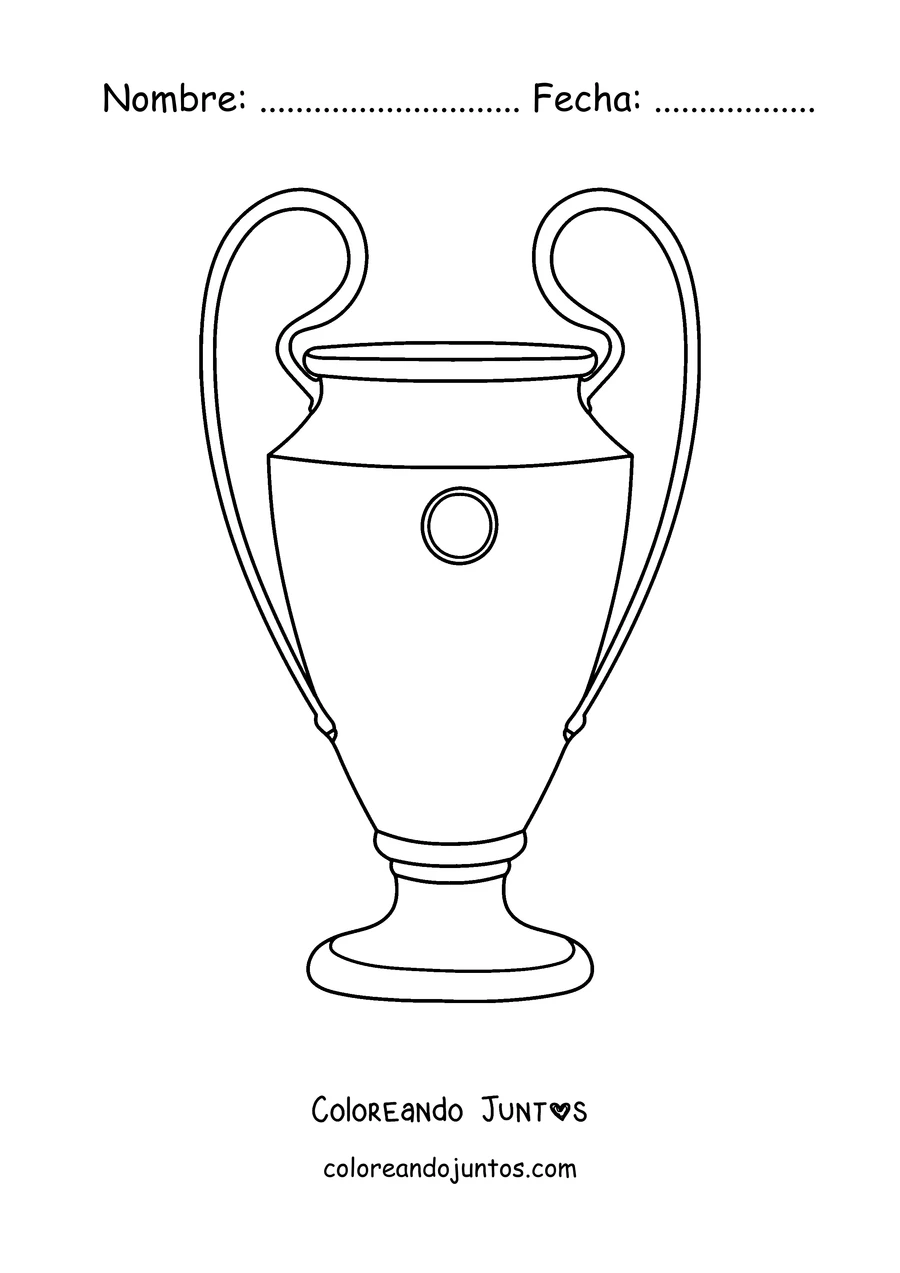 Imagen para colorear del trofeo de la Champions League con asas grandes