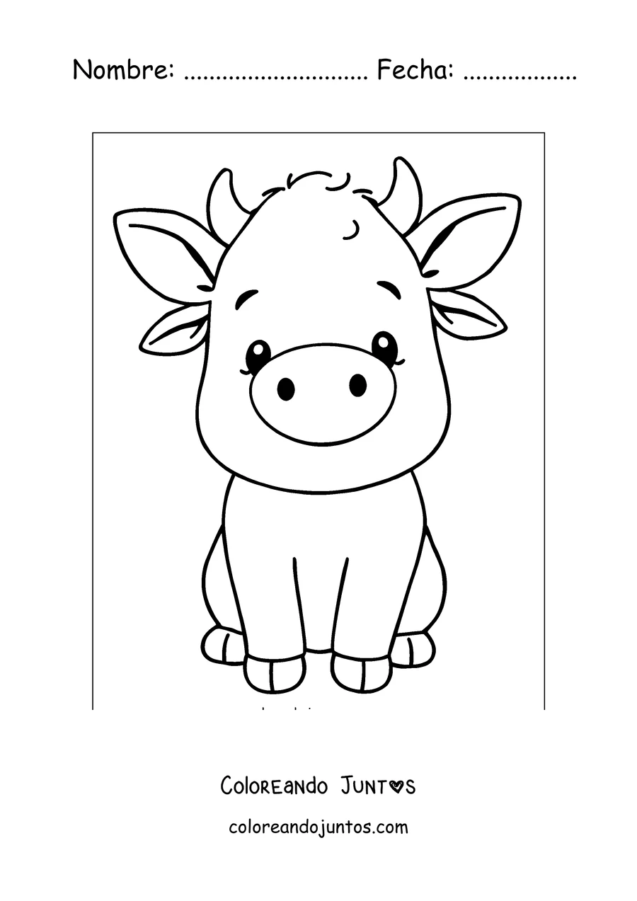 Imagen para colorear de vaca sonriente de frente