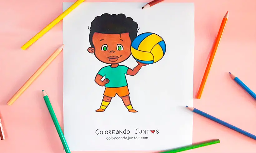 Voleibolista coloreado con la técnica del blanqueado