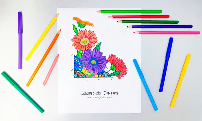 Margarita coloreada con la técnica del blanqueado