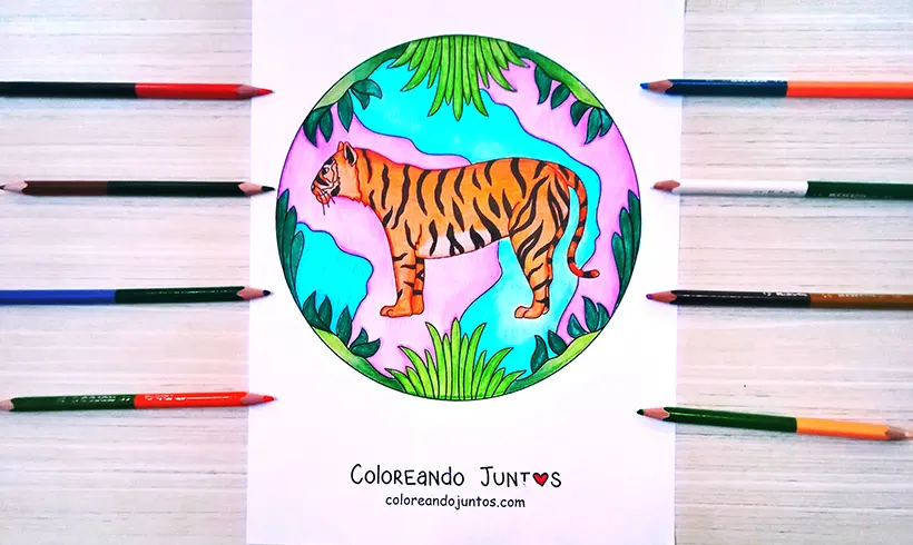 Selva coloreada con la técnica del blanqueado