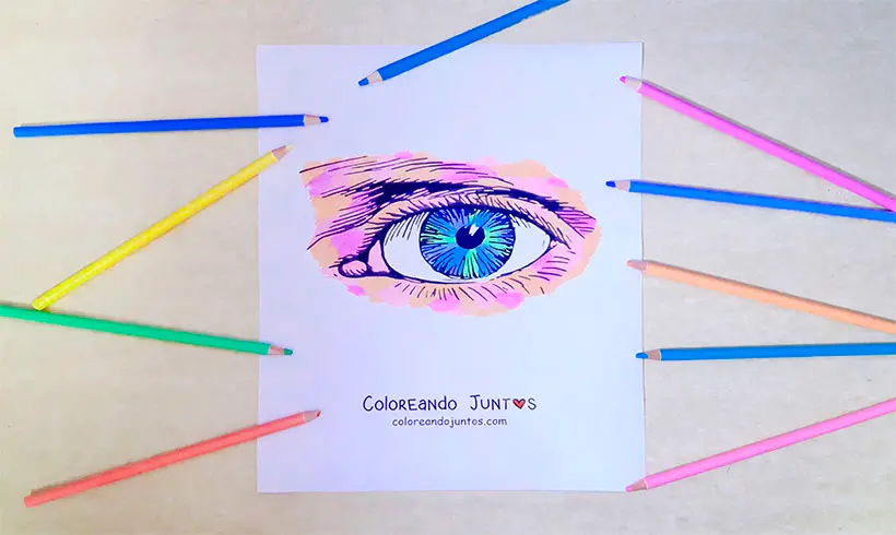 Ojo coloreado con la técnica del blanqueado
