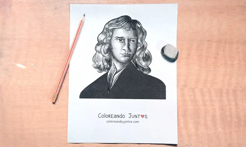 Dibujo de Isaac Newton coloreado por Coloreando Juntos