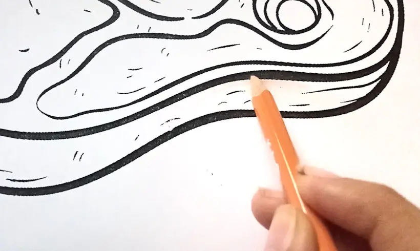 Paso 1 para colorear con la técnica del bruñido