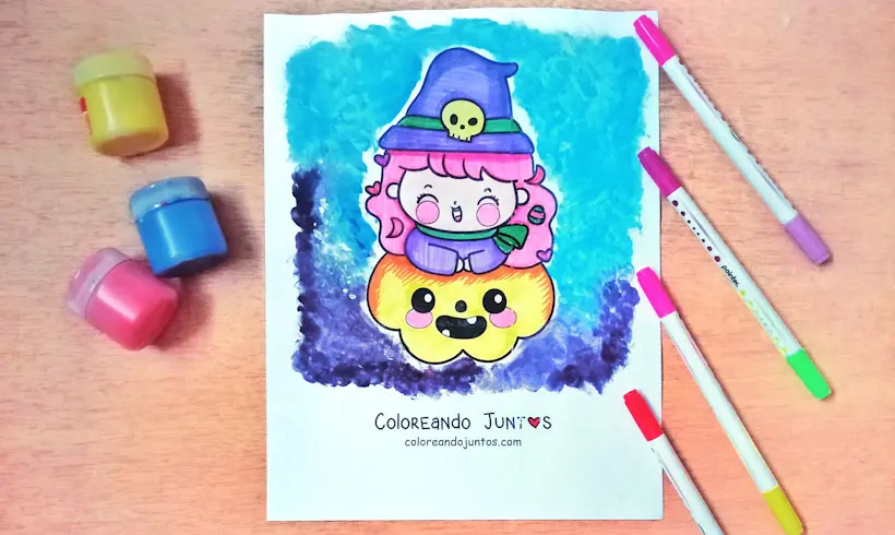Dibujo de Halloween kawaii coloreado por Coloreando Juntos