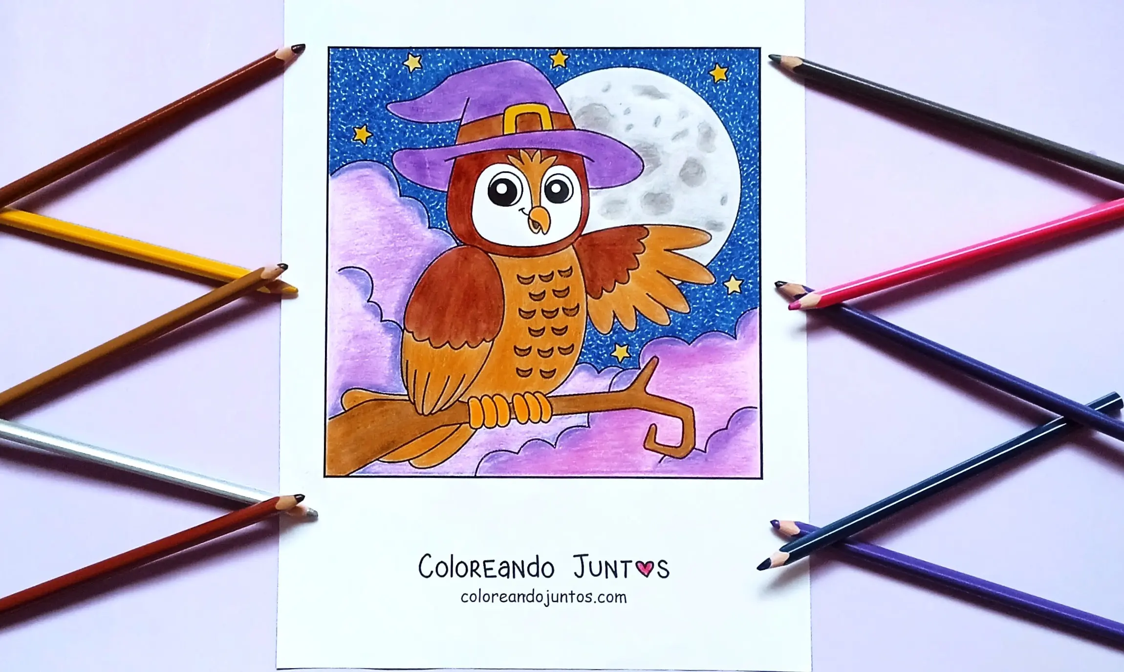 Dibujo de búho de Halloween coloreado por Coloreando Juntos