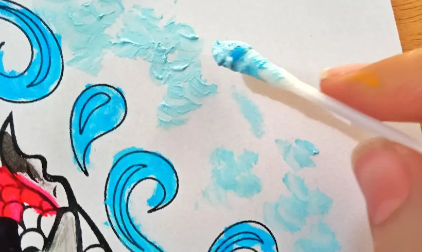 Paso 4 para pintar con hisopos y témperas