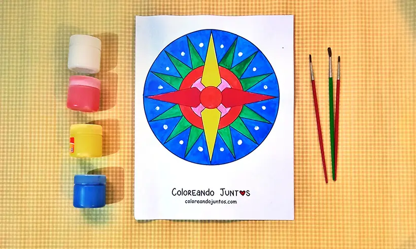 Dibujo de mandala fácil coloreada por Coloreando Juntos