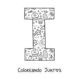 Imagen para colorear de la letra i con dibujos animados