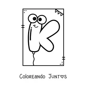 Imagen para colorear de la letra k animada con forma de globo