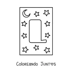 Imagen para colorear de letra l mayúscula con estrellas y una luna
