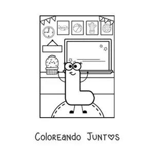 Imagen para colorear de la letra l animada en la escuela