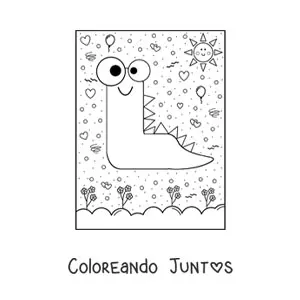 Imagen para colorear de la letra l animada con forma de monstruo con dibujos animados