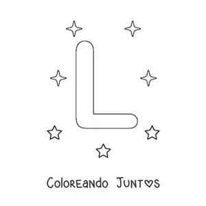 Imagen para colorear de letra l mayúscula con estrellas