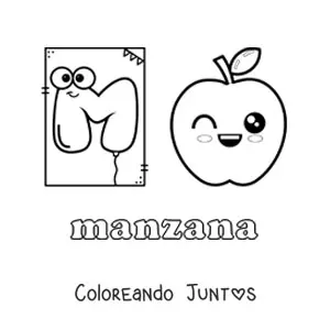 Imagen para colorear de m de manzana
