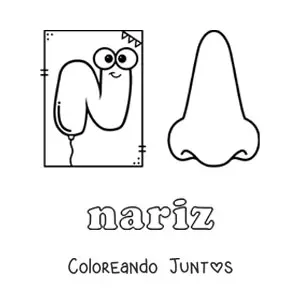 Imagen para colorear de n de nariz