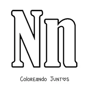 Imagen para colorear de letra n mayúscula y minúscula grande