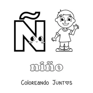 Imagen para colorear de ñ de niño