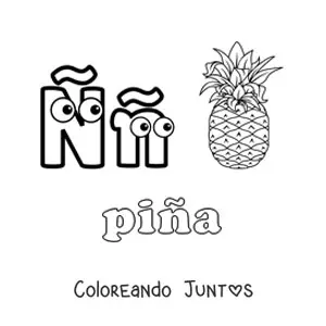 Imagen para colorear de ñ de piña