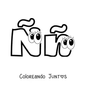 Imagen para colorear de letra ñ mayúscula y minúscula animada
