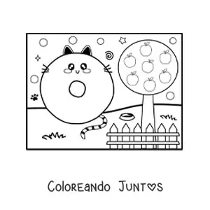 Imagen para colorear de la letra o animada con forma de gato en el parque