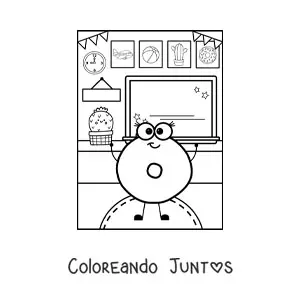 Imagen para colorear de la letra o animada en la escuela