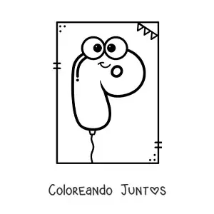 Imagen para colorear de la letra p animada con forma de globo