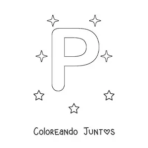Imagen para colorear de letra p mayúscula con estrellas