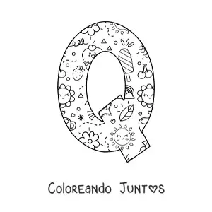 Imagen para colorear de la letra q animada en la escuela