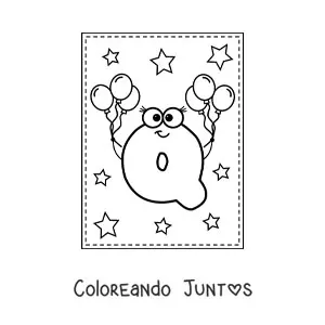 Imagen para colorear de la letra q mayúscula animada con globos
